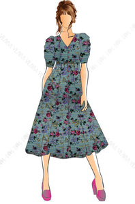 Summer Prints- 2020 - Smooth Finish Printed Pure Cotton Free Flow Dress With Balloon Sleeves