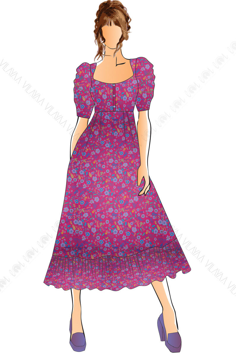 Summer Prints- 2020 - Smooth Finish Printed Pure Cotton Free Flow Dress With Balloon Sleeves