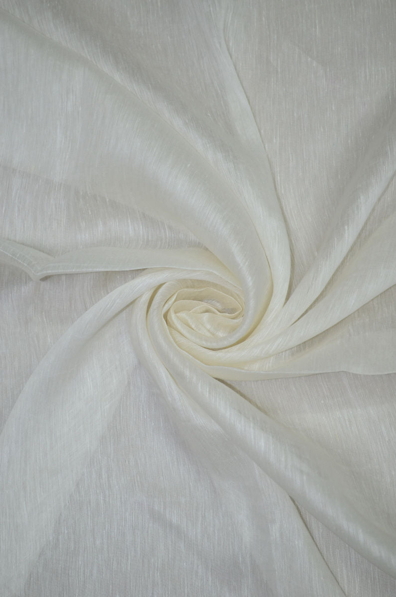 Pure Milk White Dyeable Silk Linen Fabric
