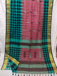 Cotton Slub Soft Jamdani Inspired Weaving Zari Bordered Saree